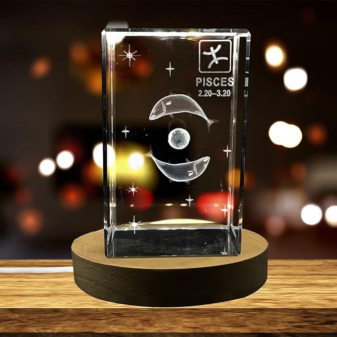 High-Quality Photo Printing & Personalized Gifts - Pisces Zodiac Sign 3D Engraved Crystal Keepsake Gift | FreezePIX
