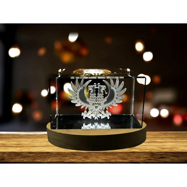 High-Quality Photo Printing & Personalized Gifts - Double-Headed Eagle 3D Engraved Crystal Decor with LED Base Light | FreezePIX