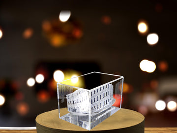 Exquisite 3D Engraved Crystal Sculpture of El Jam Amphitheatre in Morocco