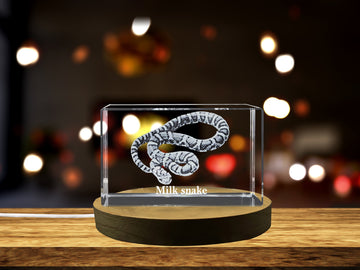 High-Quality Photo Printing & Personalized Gifts - Enchanting 3D Engraved Crystal | Milk Snake | FreezePIX