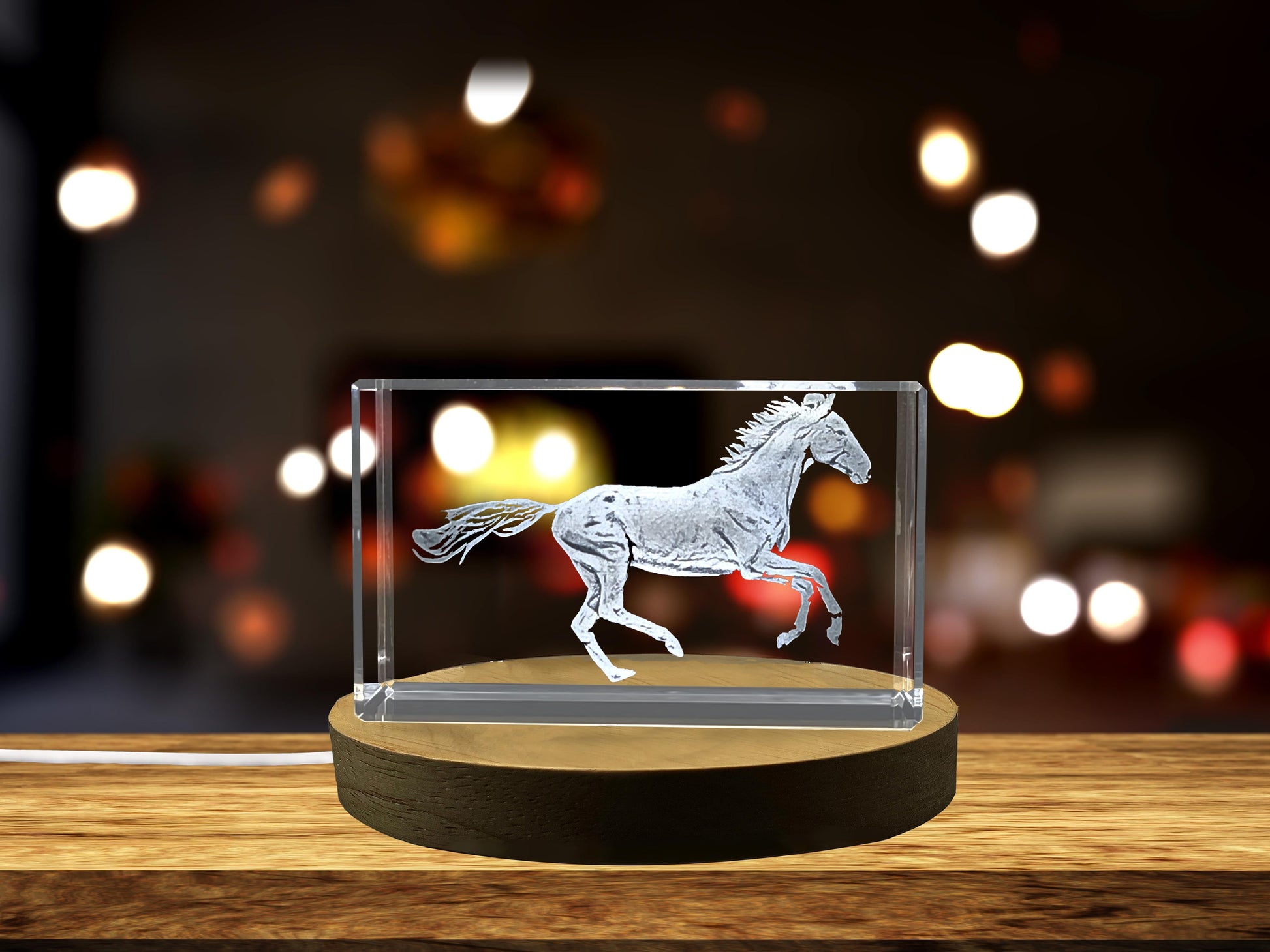 High-Quality Photo Printing & Personalized Gifts - Akhal-Teke Horse 3D Engraved Crystal Gift | Golden Horse Crystal Statue | FreezePIX