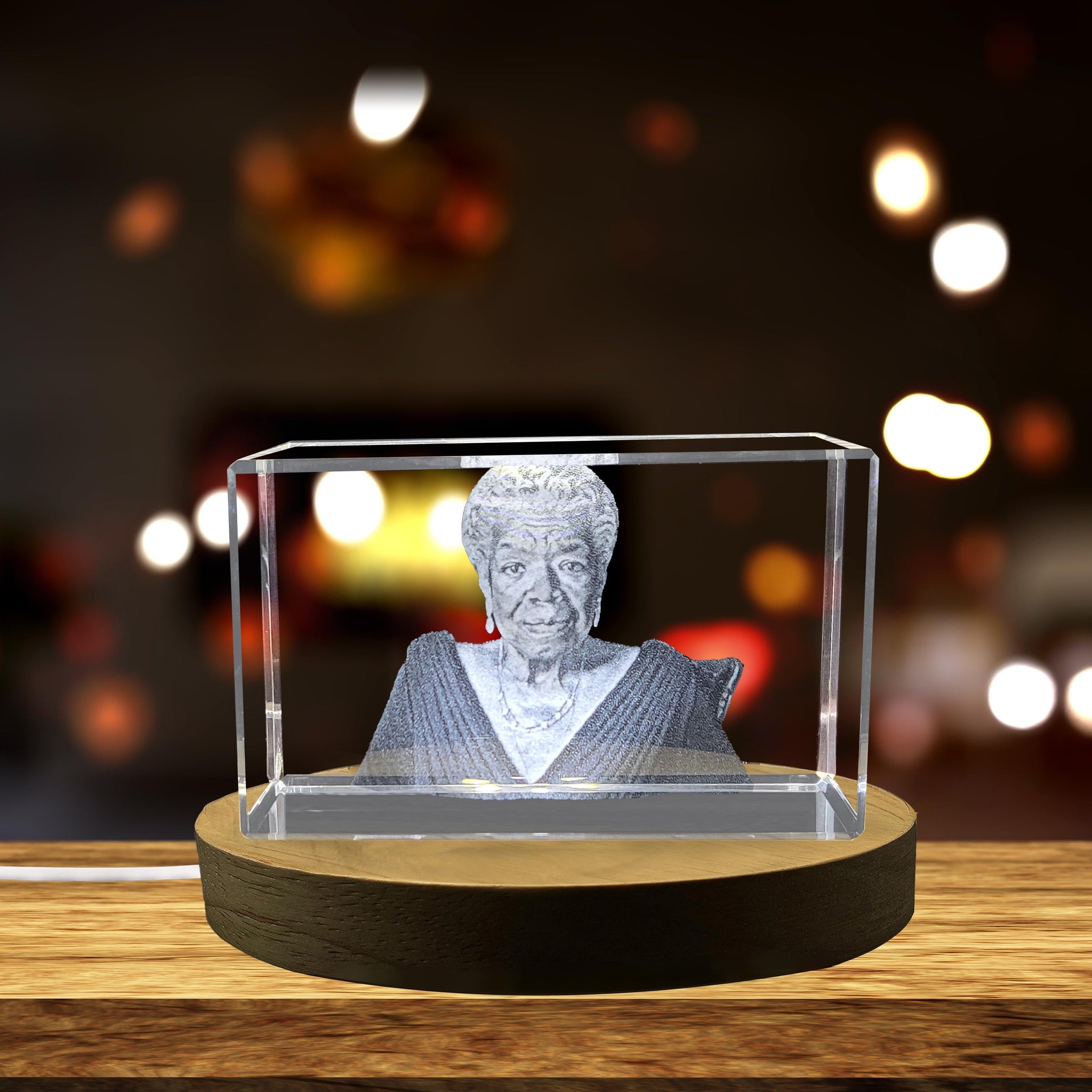 High-Quality Photo Printing & Personalized Gifts - Maya Angelou 3D Engraved Crystal - Celebrate the Legacy of a Literary Icon and Civil Rights Activist | FreezePIX