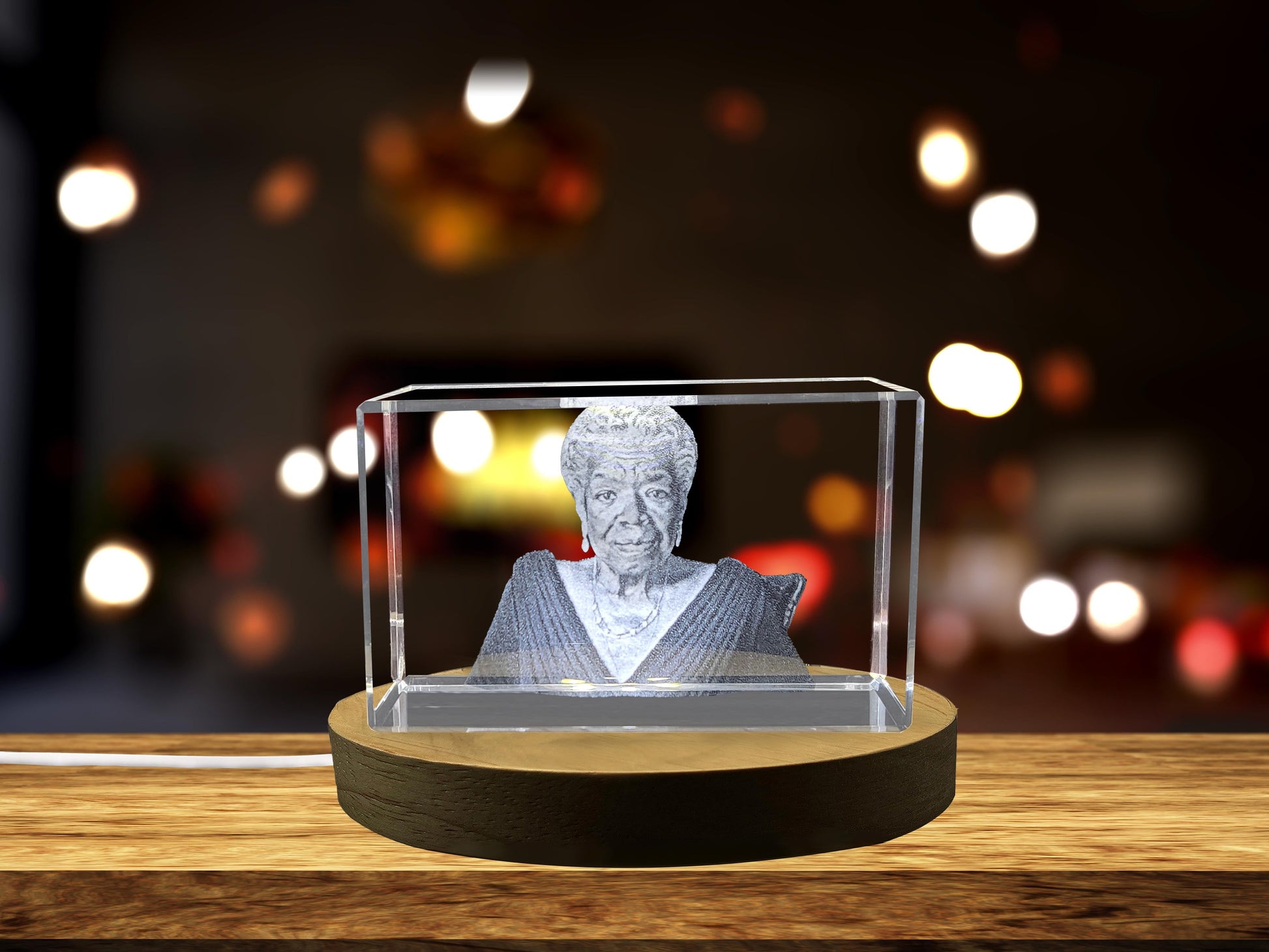 High-Quality Photo Printing & Personalized Gifts - Maya Angelou 3D Engraved Crystal - Celebrate the Legacy of a Literary Icon and Civil Rights Activist | FreezePIX