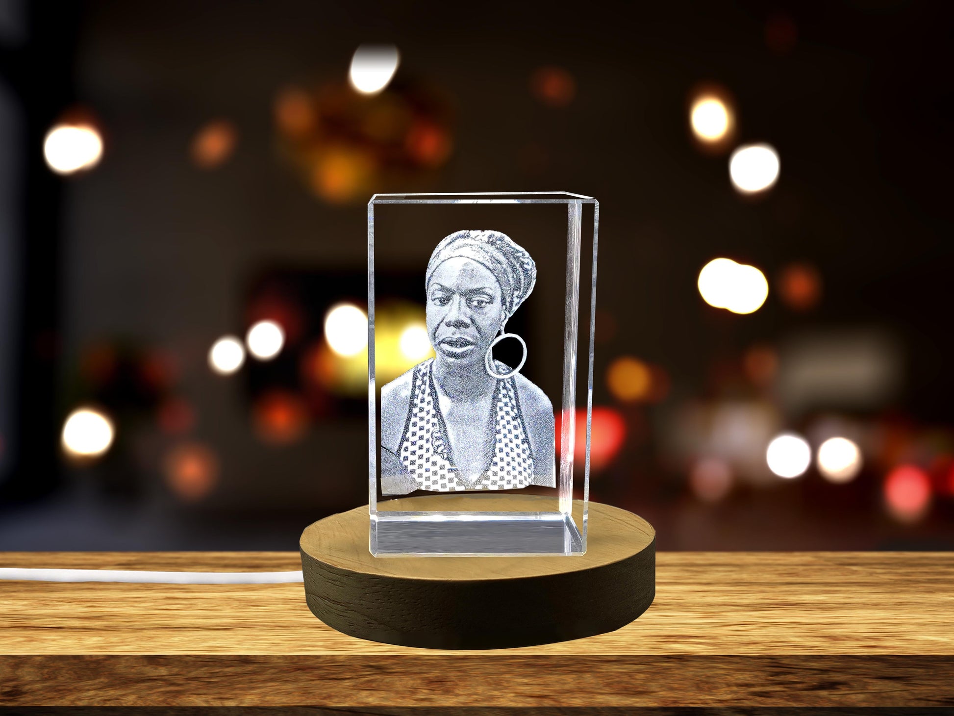High-Quality Photo Printing & Personalized Gifts - Nina Simone 3D Engraved Crystal - Celebrate the Legacy of the "High Priestess of Soul" | FreezePIX