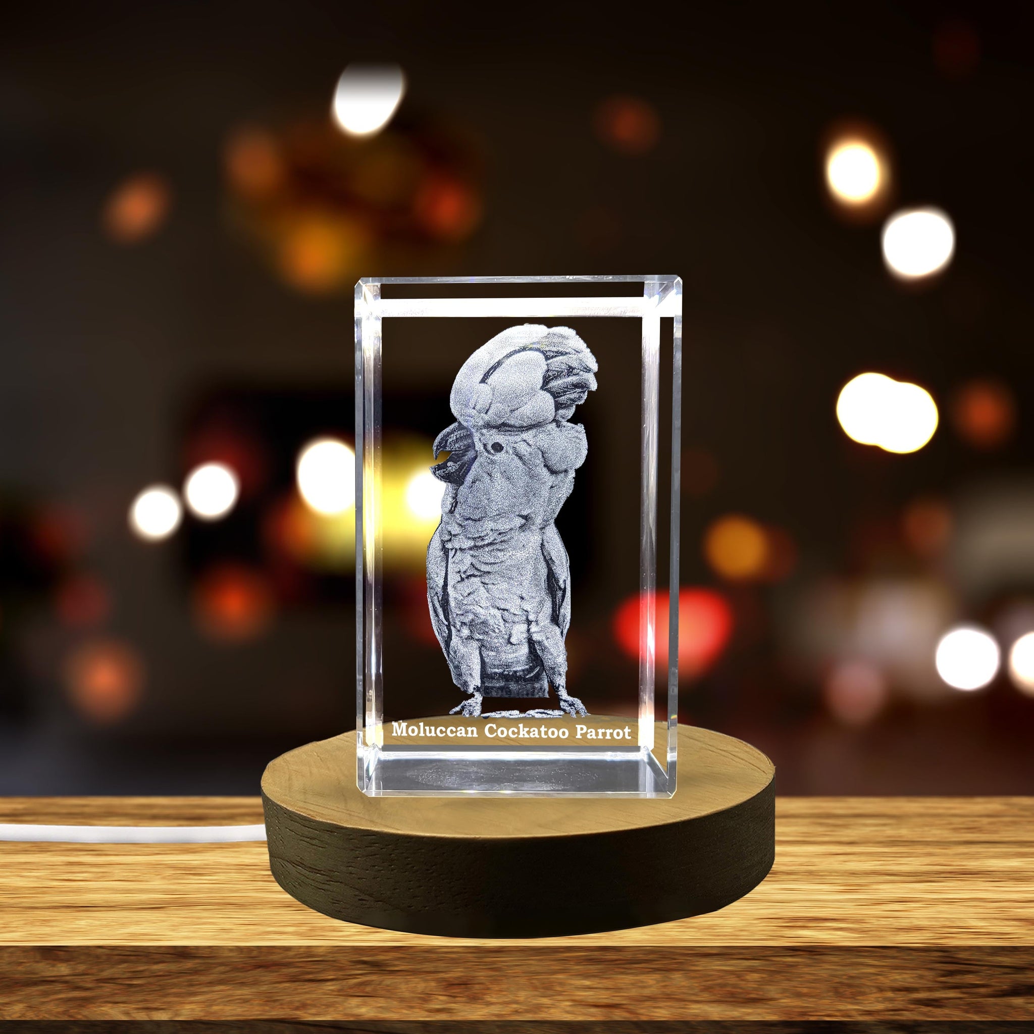 High-Quality Photo Printing & Personalized Gifts - Vivacious Crystal Moluccan Cockatoo Sculpture - A Feathered Masterwork | FreezePIX