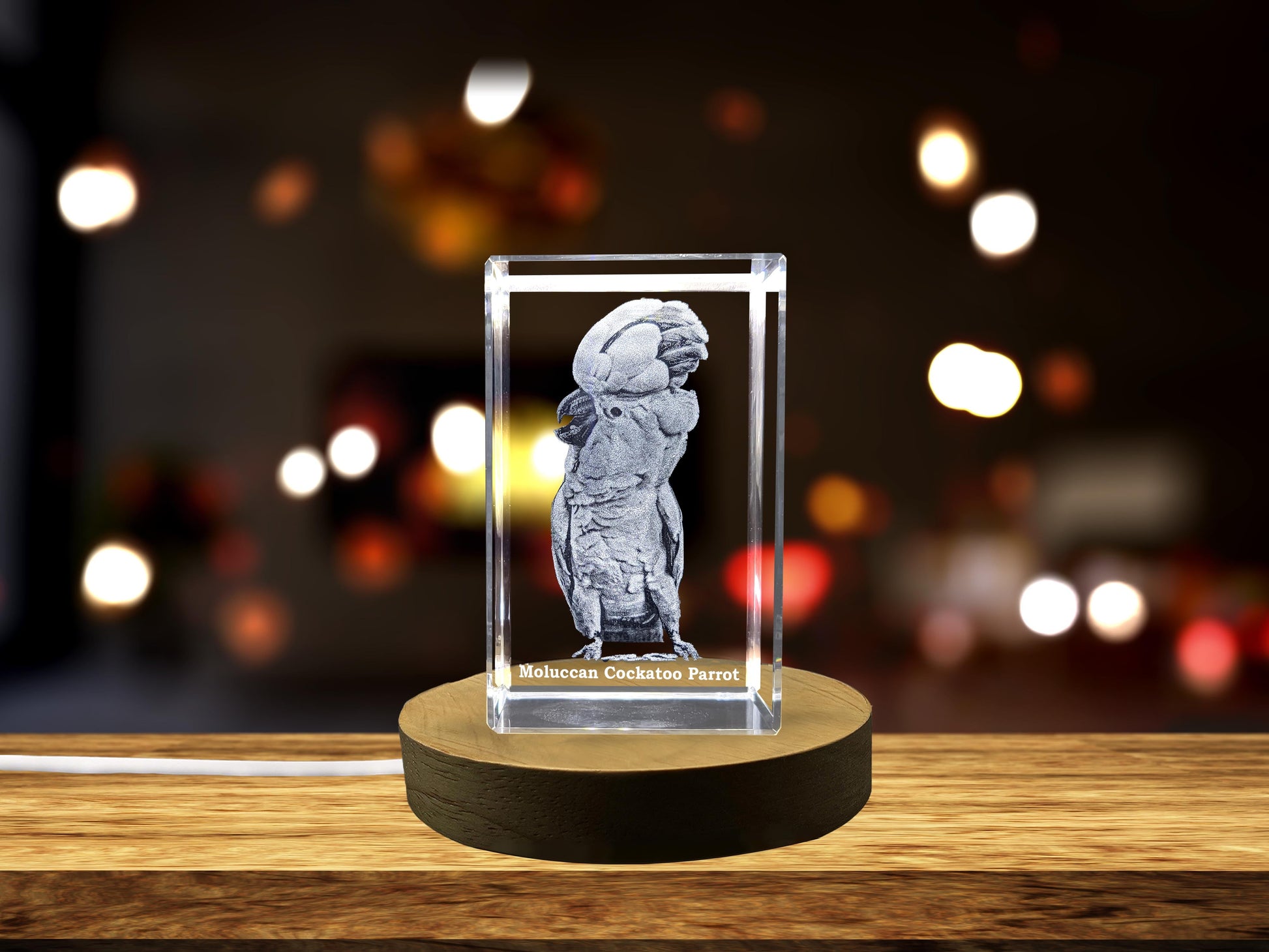 High-Quality Photo Printing & Personalized Gifts - Vivacious Crystal Moluccan Cockatoo Sculpture - A Feathered Masterwork | FreezePIX