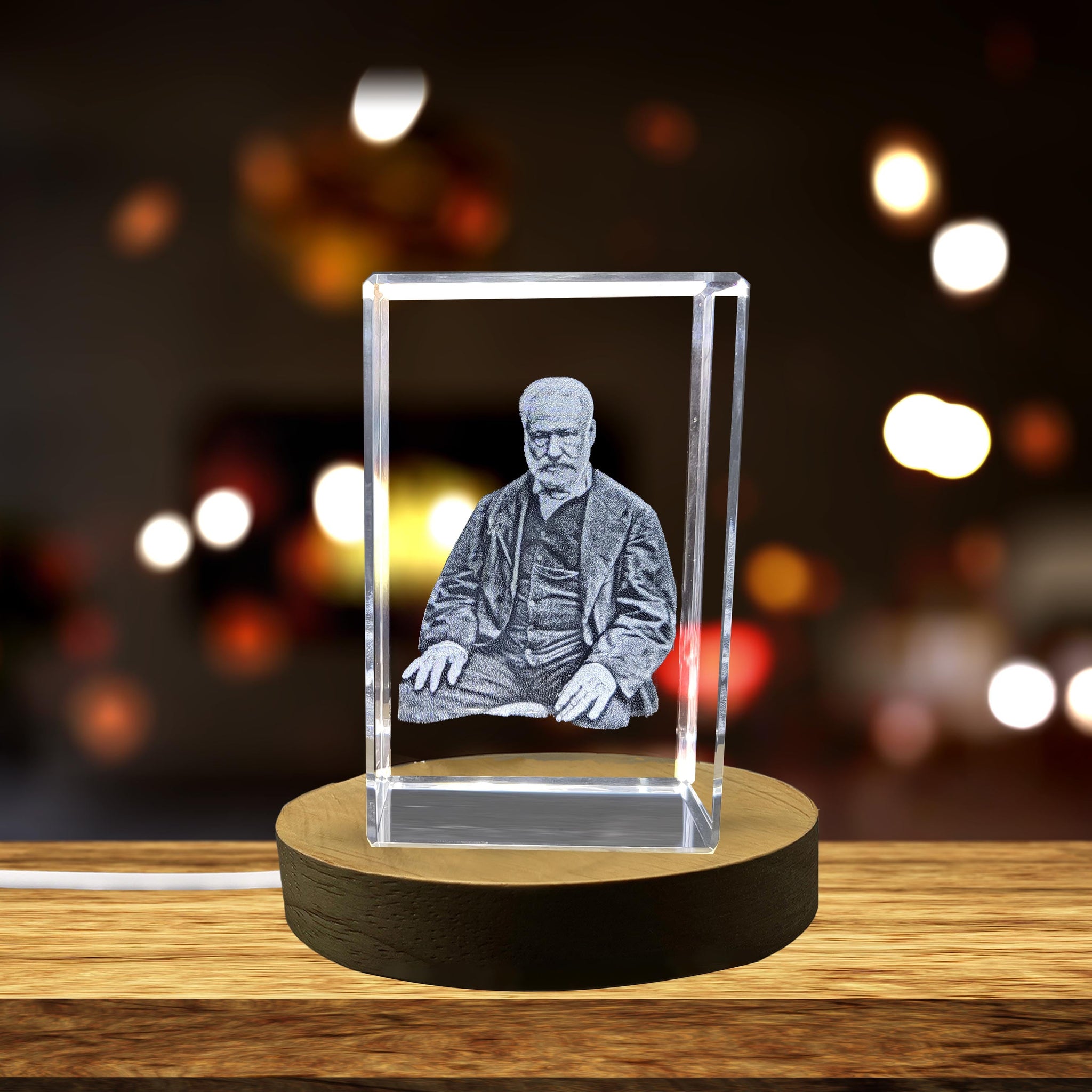 High-Quality Photo Printing & Personalized Gifts - A Literary Titan Enshrined in Crystal - A Tribute to Victor Hugo's Genius and Vision | FreezePIX