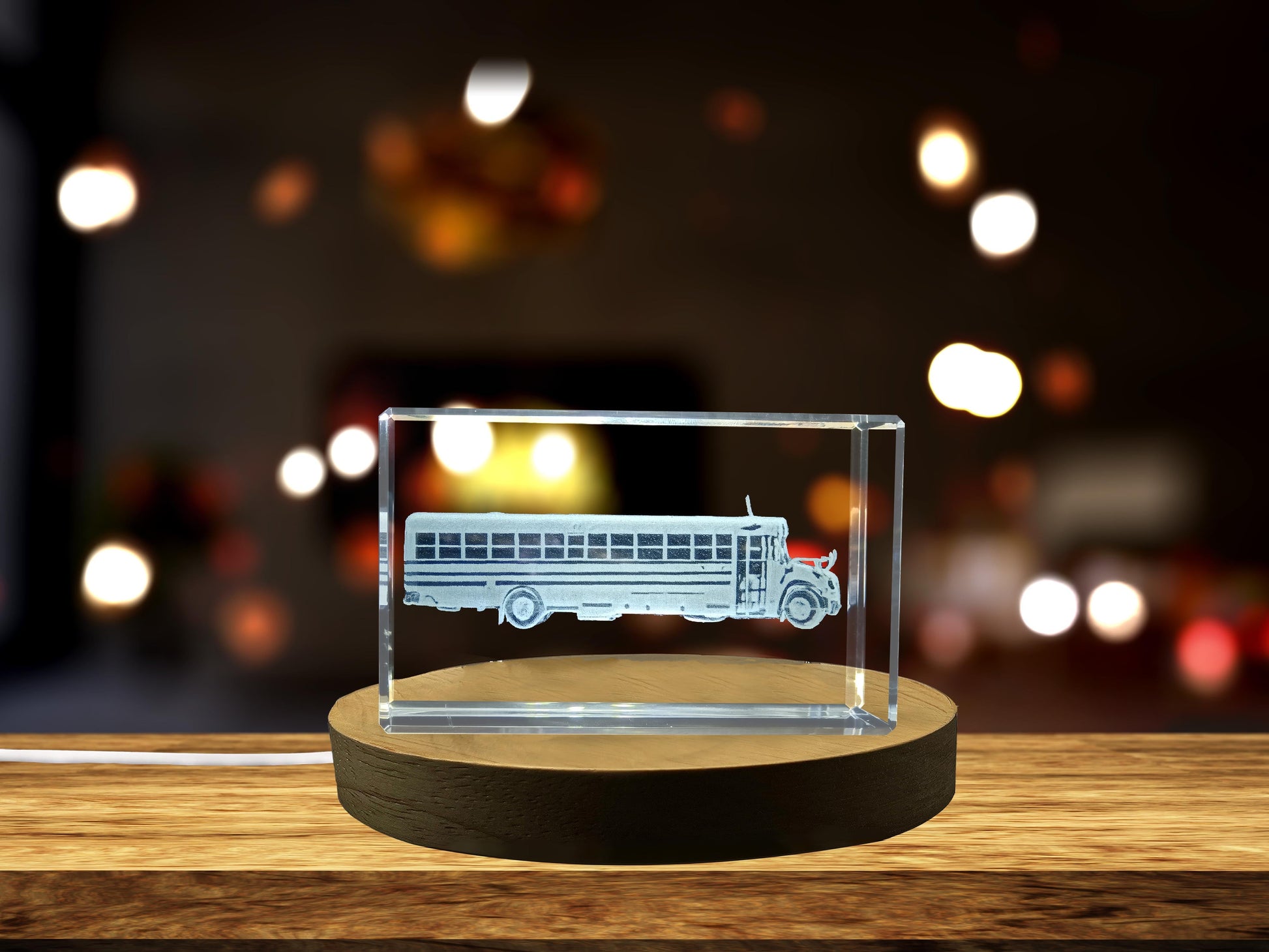 High-Quality Photo Printing & Personalized Gifts - 3D Engraved Crystal Bus Model - Unique Collectible | FreezePIX