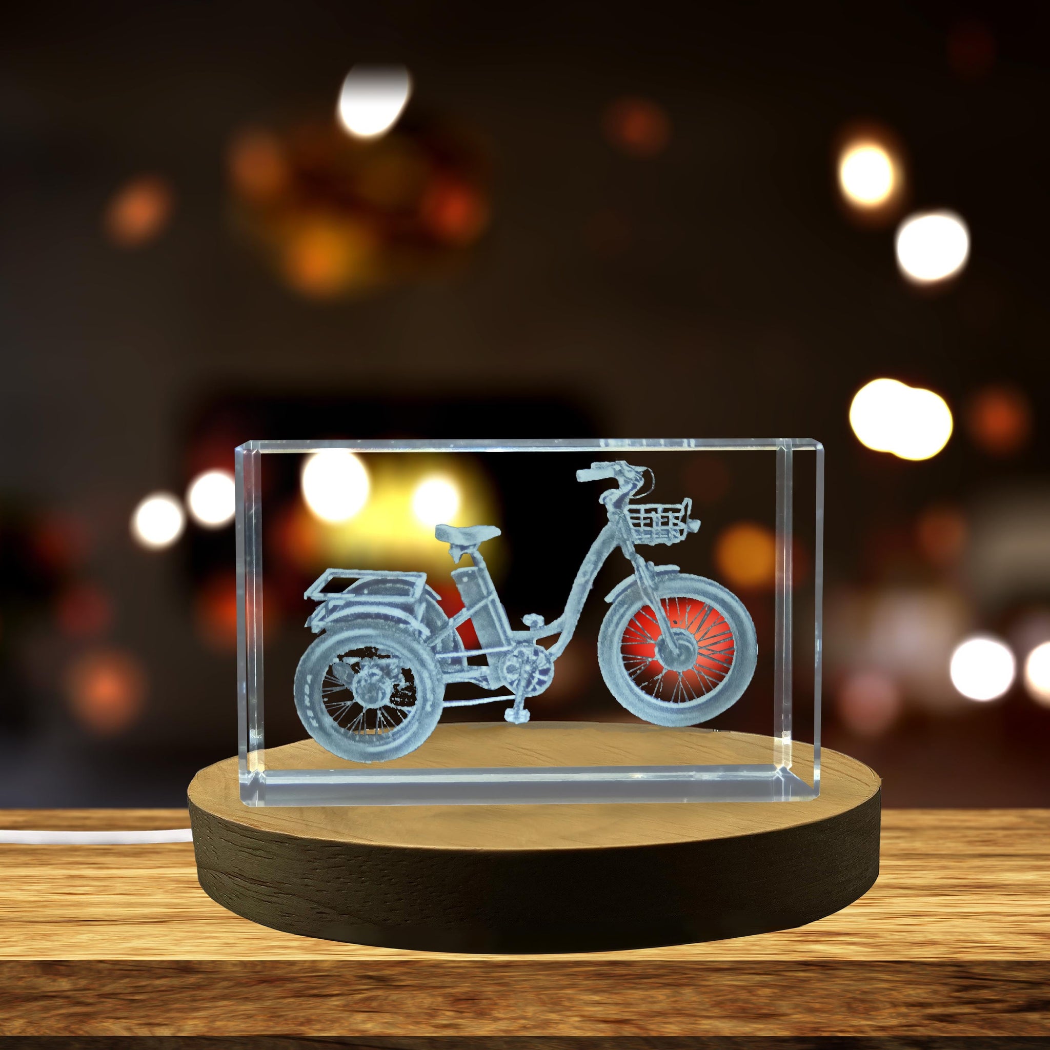 High-Quality Photo Printing & Personalized Gifts - 3D Engraved Crystal Tricycle Model - Vintage Charm Keepsake | FreezePIX