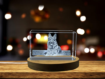 Beautiful German Shepherd Carved Crystal Dog Sculpture