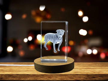 Loyal Guardian: 3D Engraved Crystal American Pit Bull Terrier
