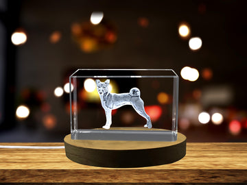 Elegant Hunter: 3D Engraved Crystal Basenji