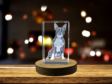 Charming Companion: 3D Engraved Crystal Boston Terrier