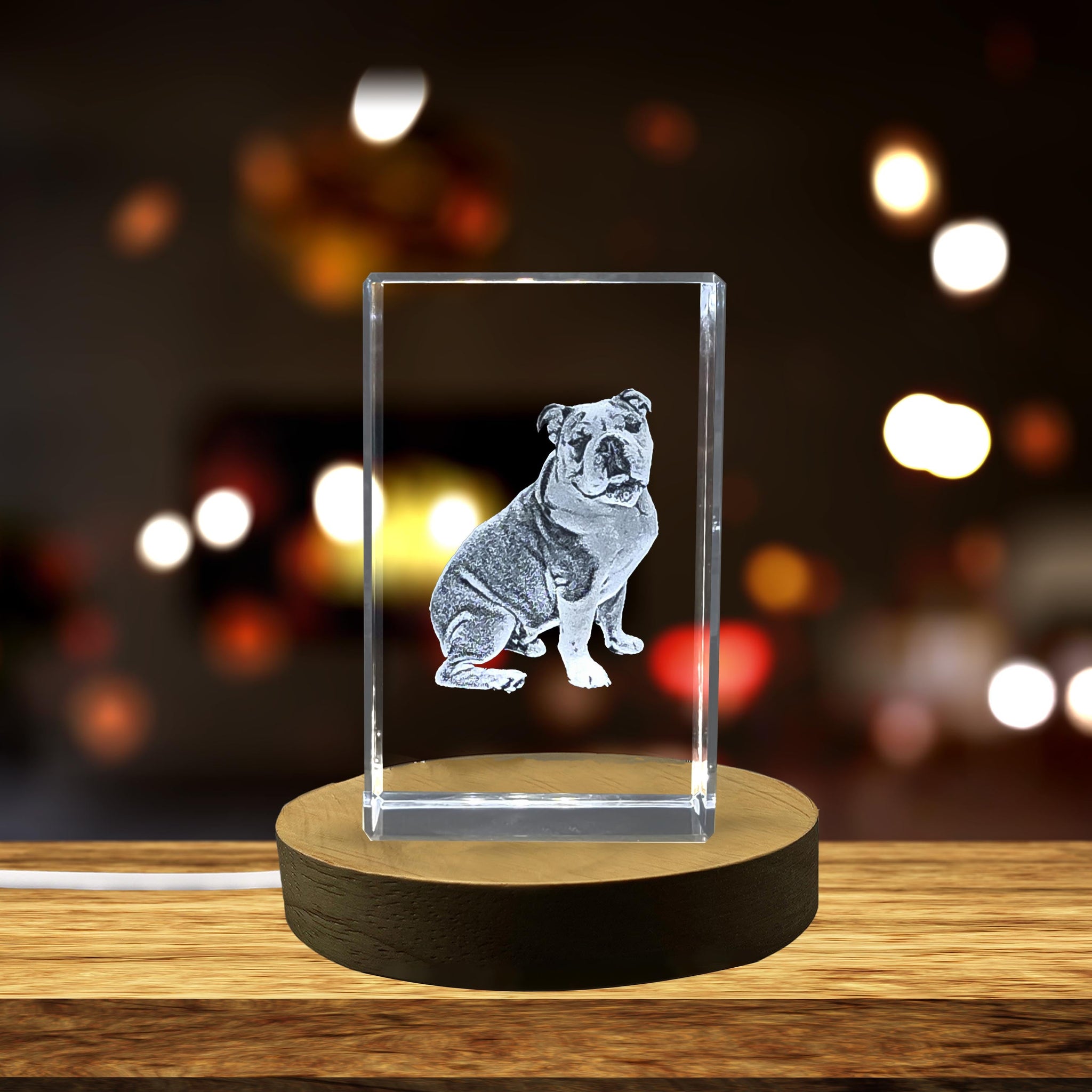 High-Quality Photo Printing & Personalized Gifts - Unique 3D Bulldog Engraved Crystal Dog Sculpture | FreezePIX