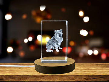 Unique 3D Bulldog Engraved Crystal Dog Sculpture