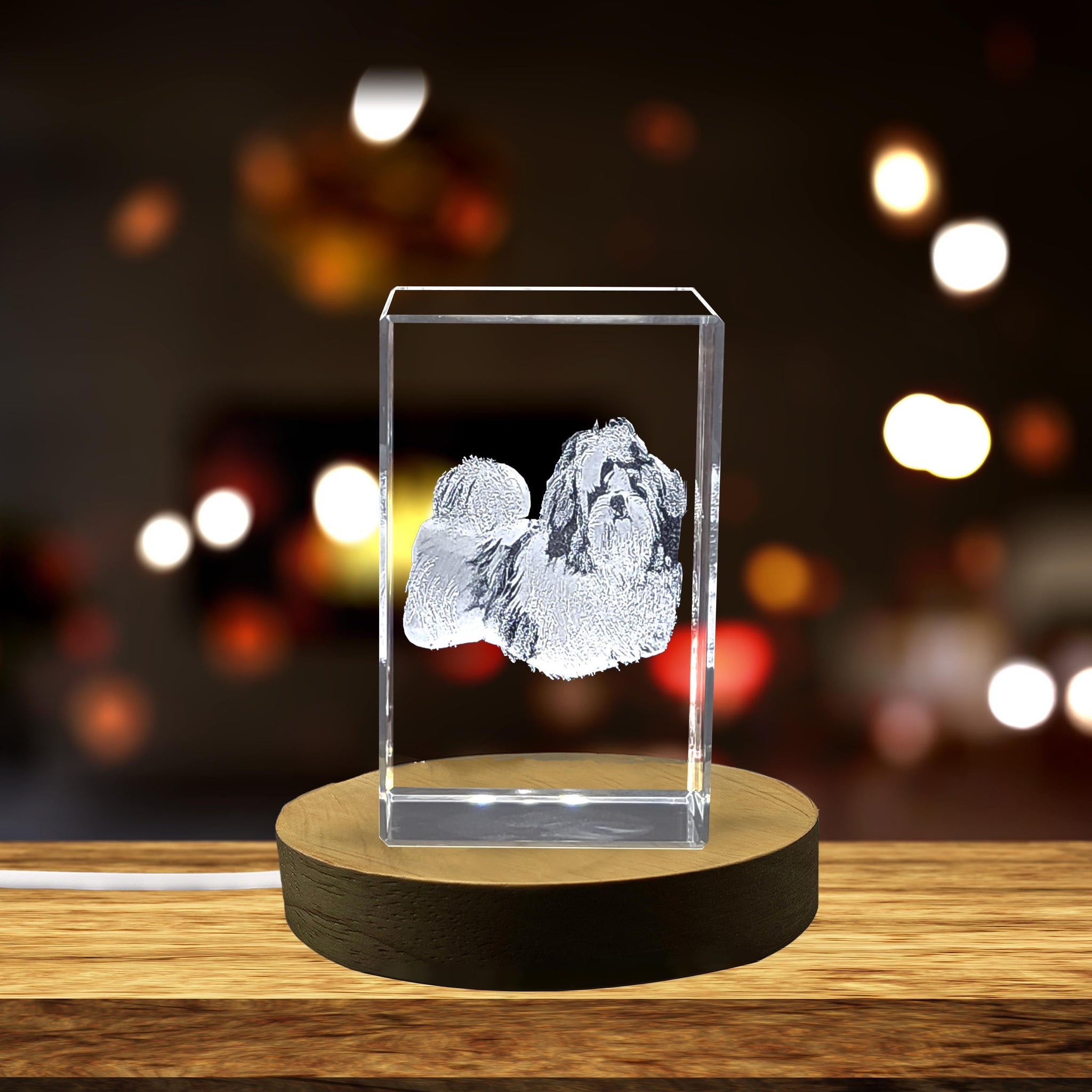 High-Quality Photo Printing & Personalized Gifts - Adorable Companion: 3D Engraved Crystal Shih Tzu | FreezePIX
