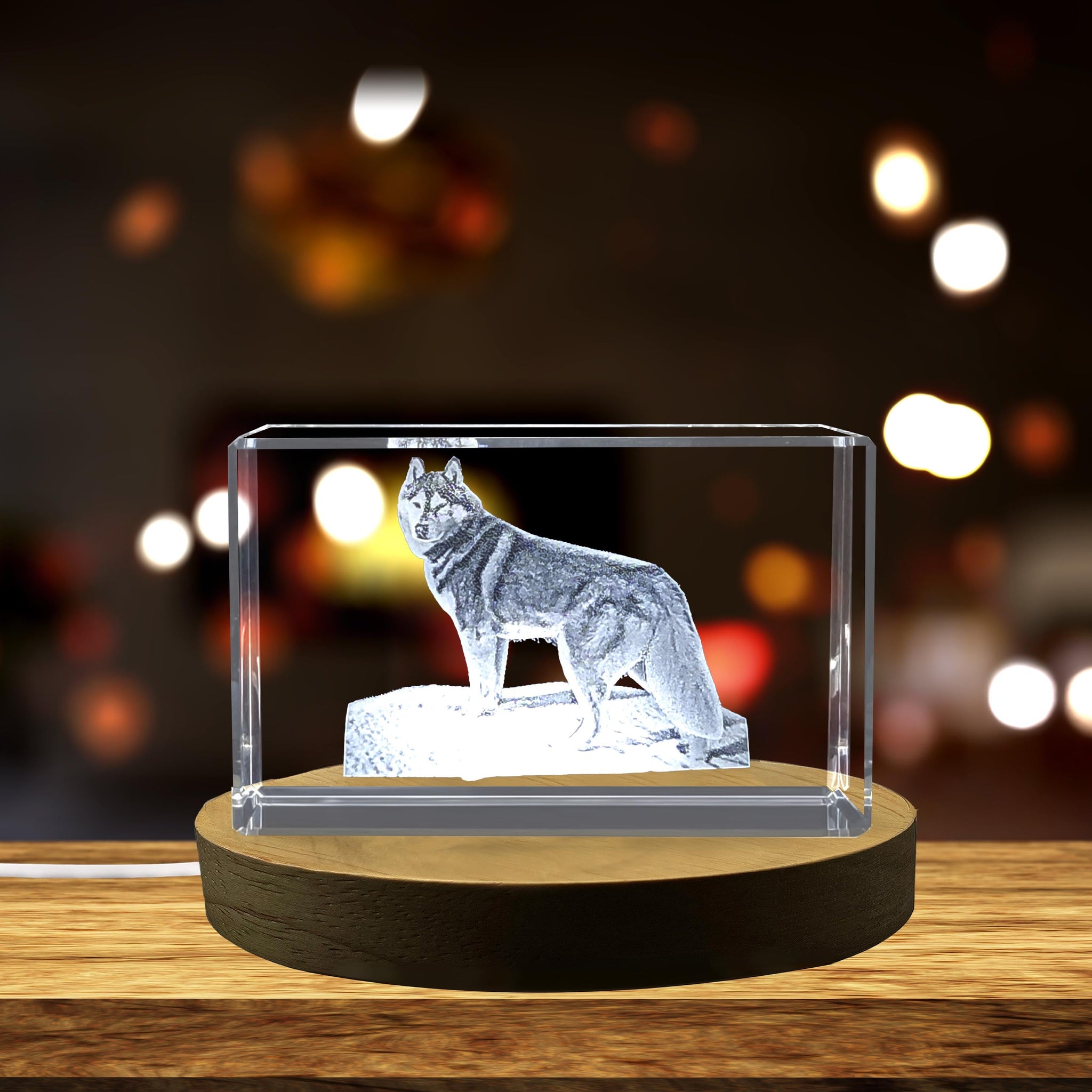 High-Quality Photo Printing & Personalized Gifts - Husky Dog Crystal Sculpture | Beautiful 3D Engraved Dog Gift | FreezePIX