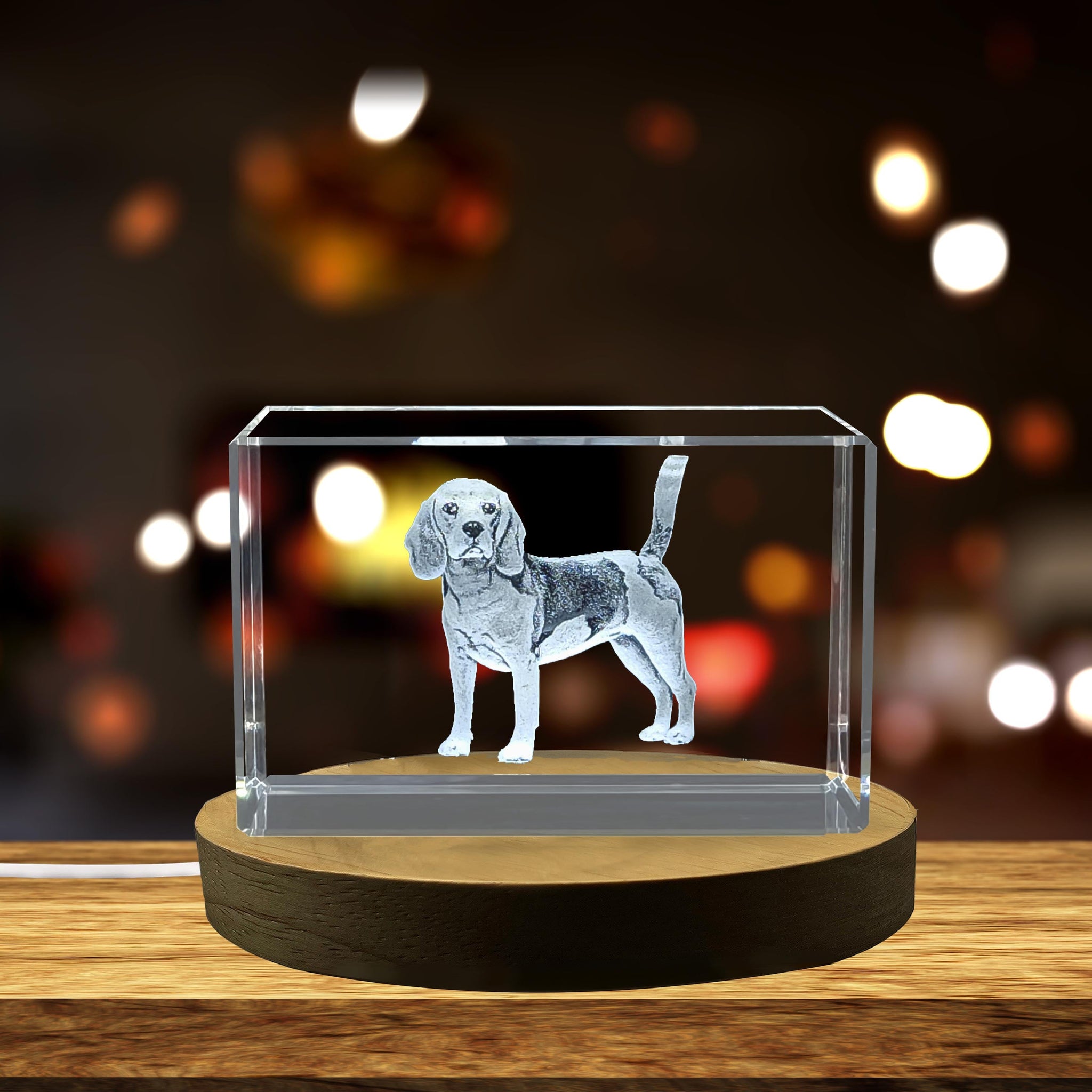 High-Quality Photo Printing & Personalized Gifts - Beagle Dog | 3D Engraved Dog Crystal Sculpture Gift | FreezePIX