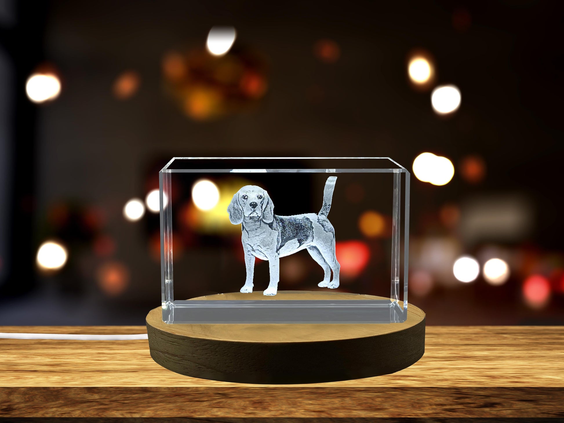 High-Quality Photo Printing & Personalized Gifts - Beagle Dog | 3D Engraved Dog Crystal Sculpture Gift | FreezePIX