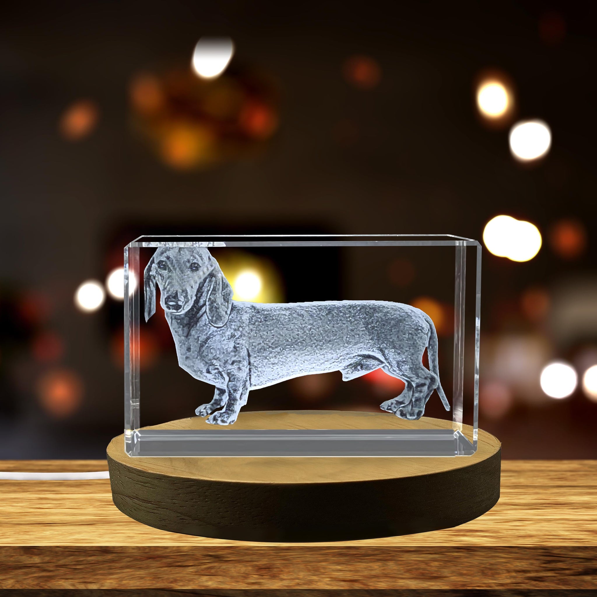 High-Quality Photo Printing & Personalized Gifts - Dachshund Dog | 3D Engraved Dog Crystal Sculpture Gift | FreezePIX
