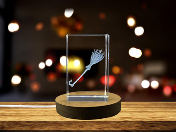 Enchanting 3D Laser Engraved Crystal Broom Decor Gift