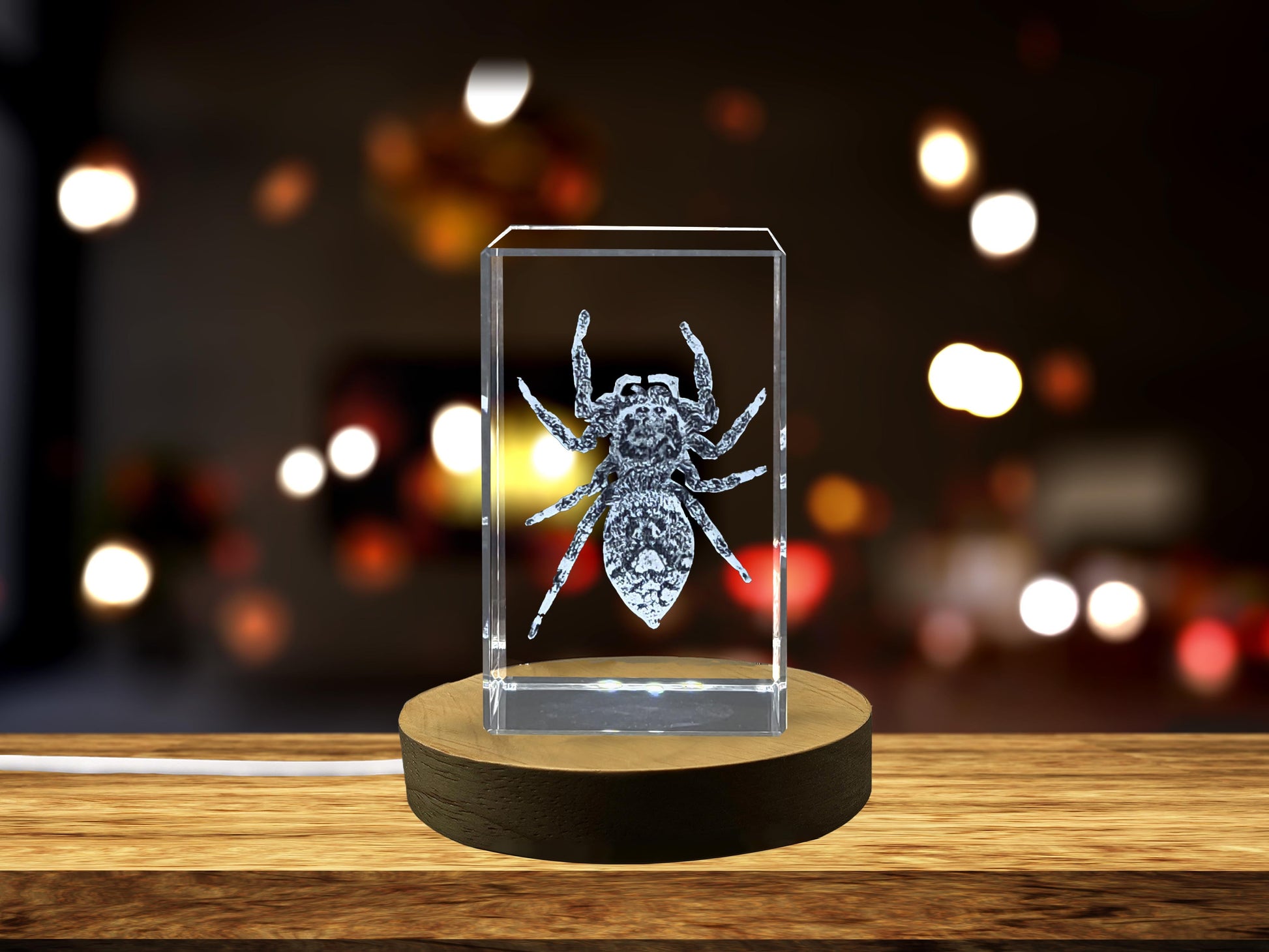 High-Quality Photo Printing & Personalized Gifts - Beautiful 3D Engraved Crystal with Jumping Spider Design | FreezePIX