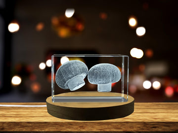 Mushroom 3D Engraved Unique Vegetable Crystal Gift