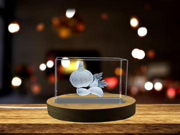Garlic 3D Engraved Unique Vegetable Crystal Gift