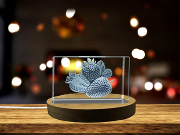 Strawberries 3D Engraved Crystal Unique Decor Gift