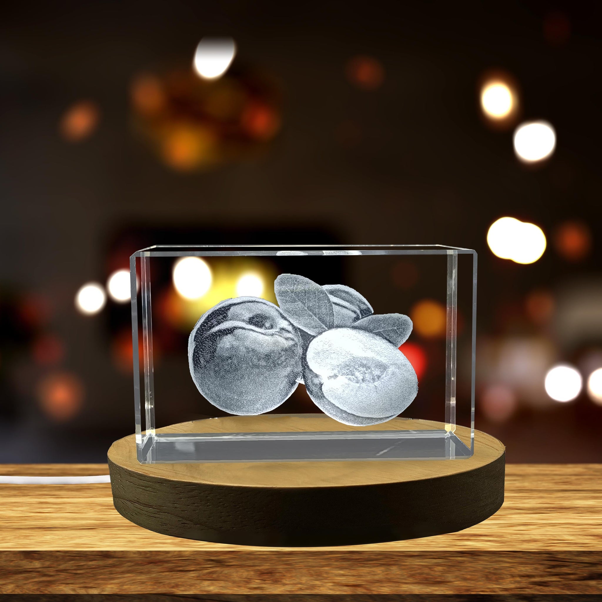 High-Quality Photo Printing & Personalized Gifts - Plum Fruit 3D Engraved Crystal Decor Gift | FreezePIX