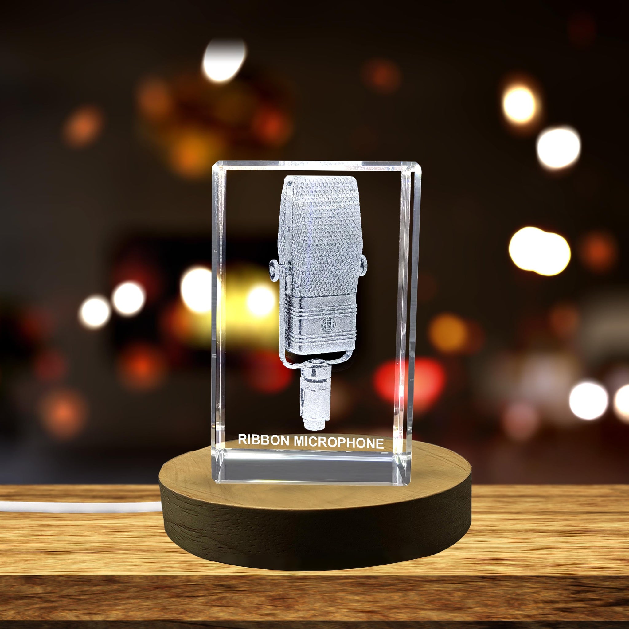 High-Quality Photo Printing & Personalized Gifts - A Faceted Crystal Ribbon Microphone - Homage to Vintage Studio Craft | FreezePIX
