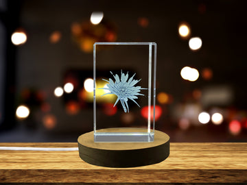 High-Quality Photo Printing & Personalized Gifts - Golden Whimsy: 3D Engraved Crystal Yellow Salsify | FreezePIX