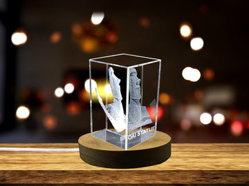 Timeless Guardians | 3D Engraved Crystal Sculpture of Moai Statues
