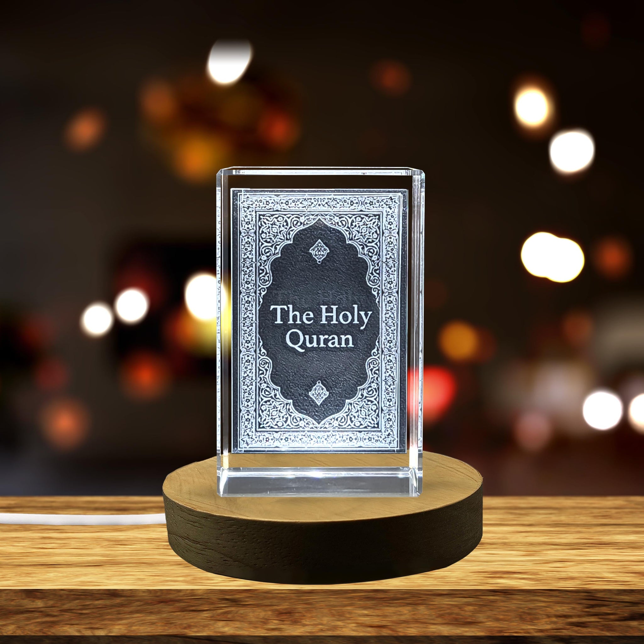High-Quality Photo Printing & Personalized Gifts - Quran Books 3D Engraved Crystal Gift - Elegant Islamic Collectible | FreezePIX