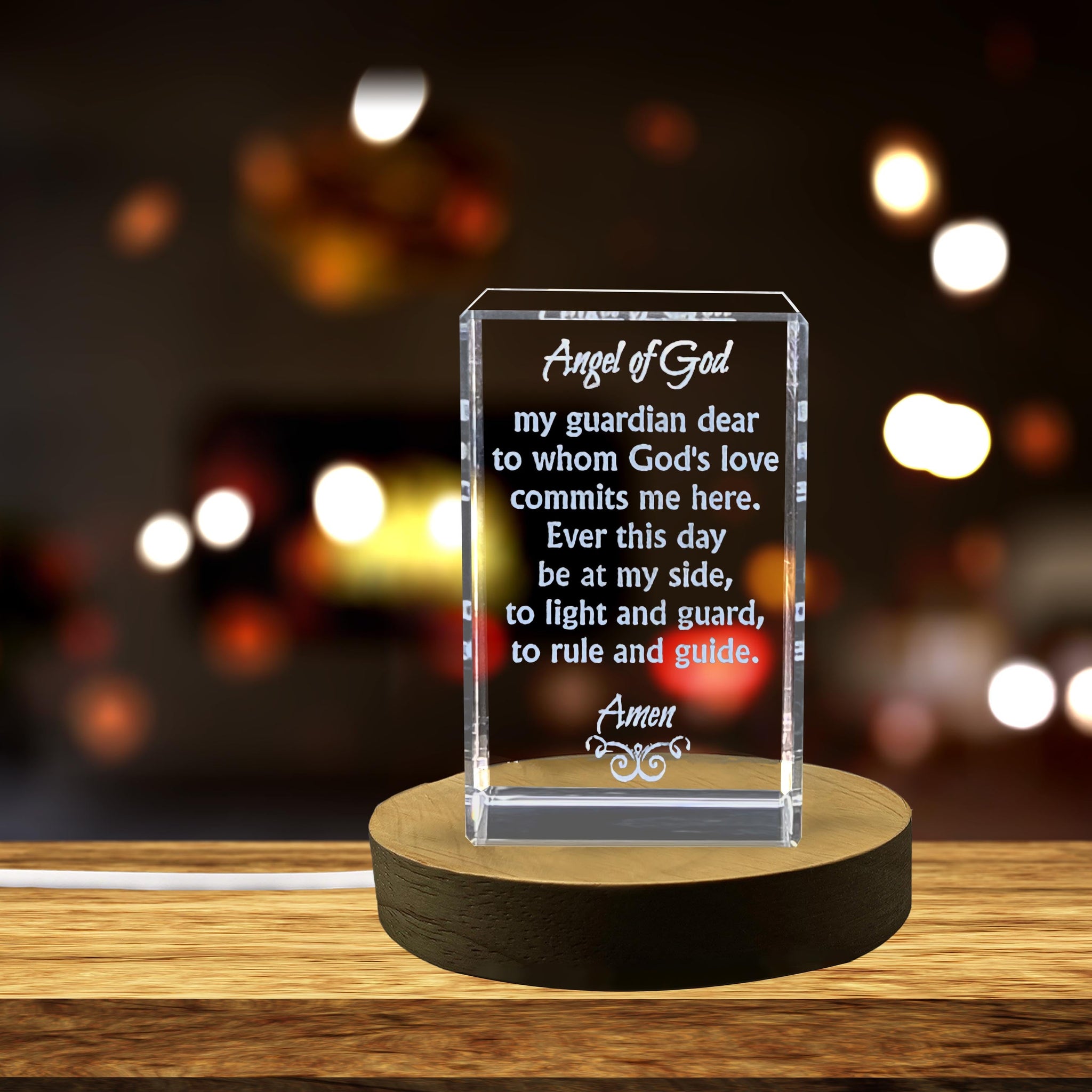 High-Quality Photo Printing & Personalized Gifts - Guardian Angel Prayer | 3D Engraved Crystal Gift | FreezePIX
