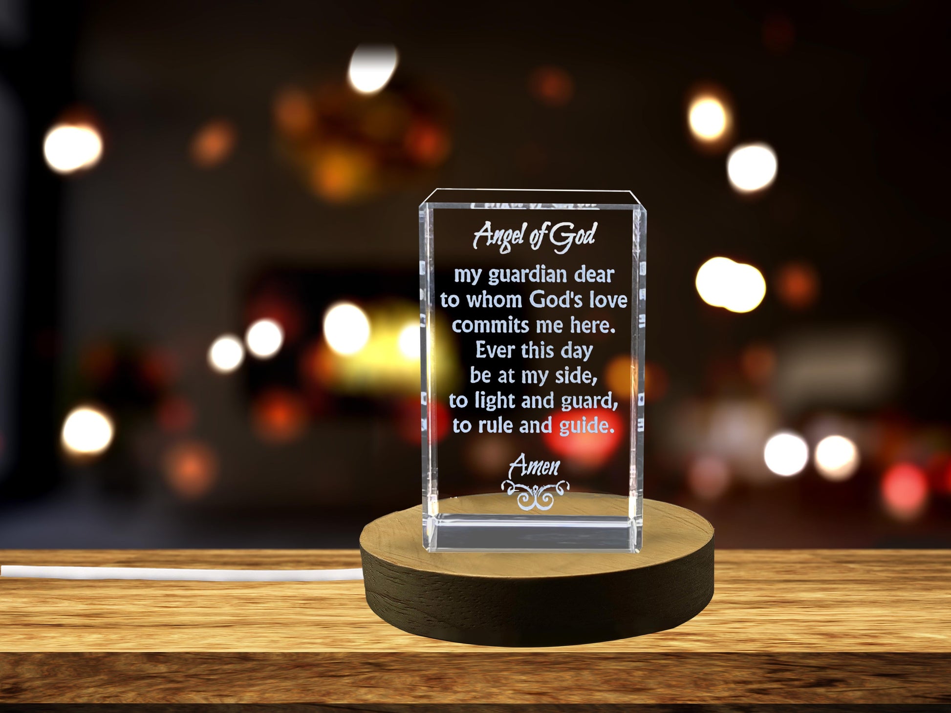 High-Quality Photo Printing & Personalized Gifts - Guardian Angel Prayer | 3D Engraved Crystal Gift | FreezePIX