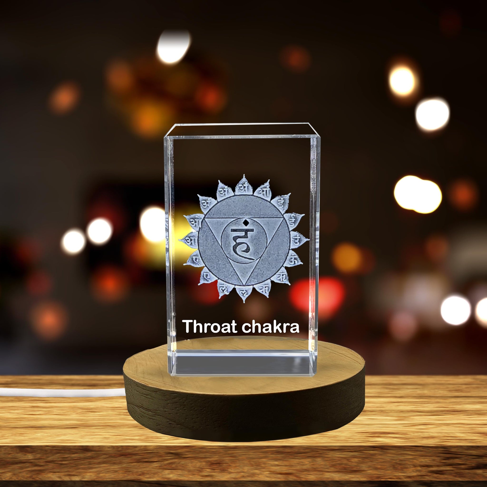 High-Quality Photo Printing & Personalized Gifts - Throat Chakra Crystal with Beautifully Engraved Fifth Chakra Symbol, Aids Communication and Expression | FreezePIX