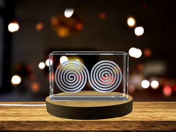 Elegant Double Spiral Crystal Sculpture | Unique Geometric Symbol Engraved Decorative Gift