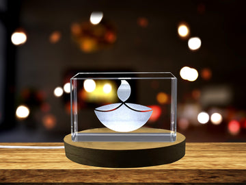 Beautiful 3d Engraved Standing Oil Lamp Crystal Gift