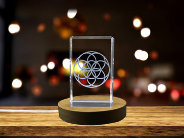 Mystical Seed of Life 3D Engraved Crystal Decor Gift