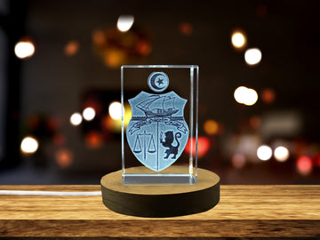 Tunisia Coat of Arms 3D Engraved Crystal Gift
