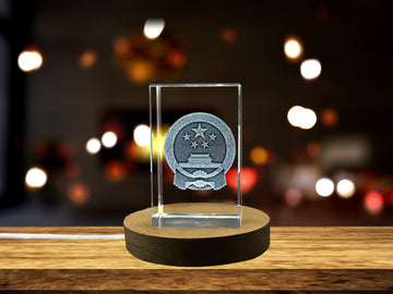 China National Emblem 3D Engraved Crystal Gift