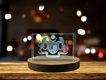 Malaysia National Emblem 3D Engraved Crystal Gift