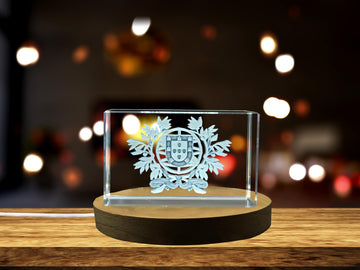 Portugal National Emblem 3D Engraved Crystal Gift