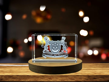 Singapour National Emblem 3D Engraved Crystal Gift