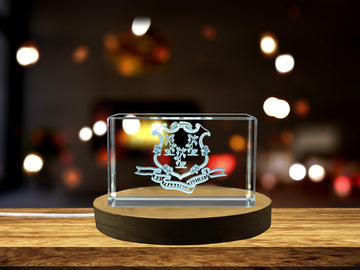 Connecticut National Emblem 3D Engraved Crystal Gift