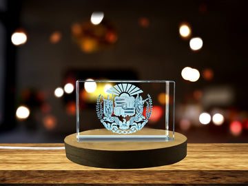 Hawaii State Coat of Arms 3D Engraved Crystal Sculpture Gift