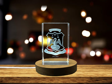 Louisiana State Coat of Arms 3D Engraved Crystal Sculpture Gift