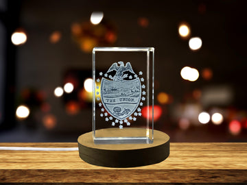 Oregon State Coat of Arms 3D Engraved Crystal Gift