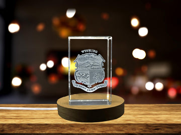 Wyoming State Coat of Arms 3D Engraved Crystal Gift